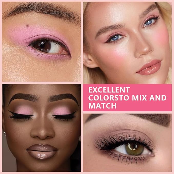 AMY'S DIARY 16 Colors Rose Pink Nude Eyeshadow Palette – Matte & Shimmer Finish – Warm Peach, Mauve, Champagne & Brown Tones – Highly Pigmented, Blendable, Travel Size for woman