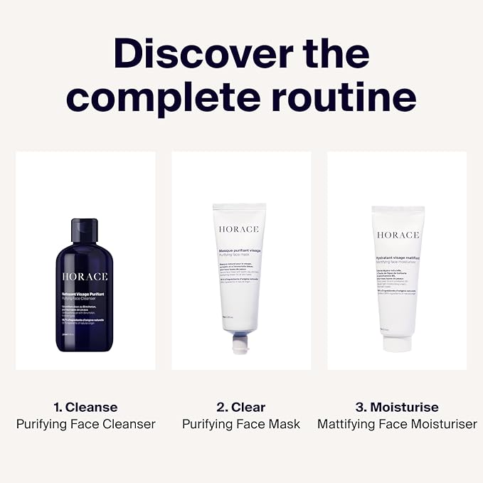 HORACE Purifying Face Mask for Men - Facial Deep Cleanse with Kaolin Clay and Blue Everlasting Flower - Pore Refining Skincare for All Skin Types - Unscented, 2.45 fl.oz