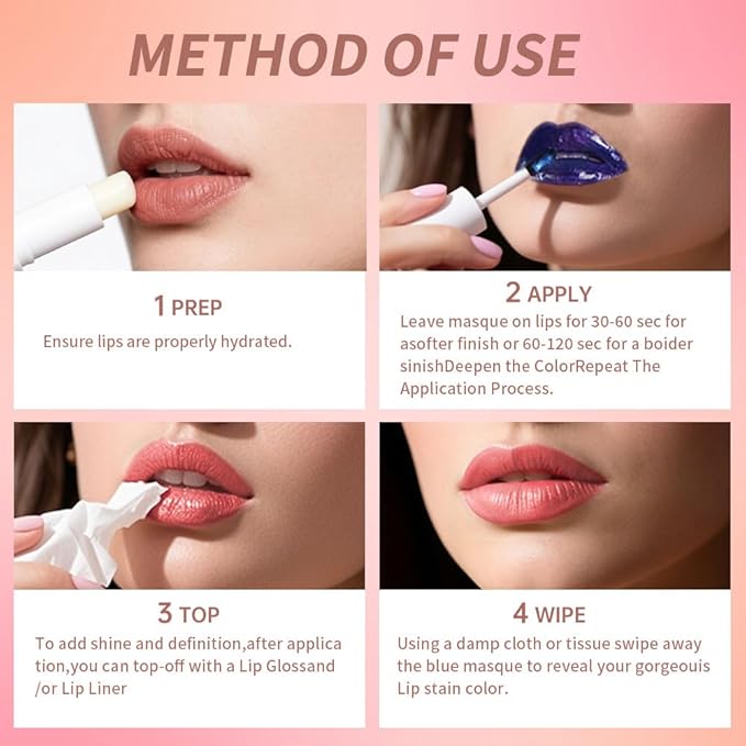 2Pcs Matte Lip Stain Wipe Off Masque - Peel Off Lip Stain Tattoo, All Day Peel Off Lip Tint,Long Lasting Lip Mask,Waterproof Transfer-proof Lip Liner Peel Off Lip Gloss,Stay Lip Makeup 01+04