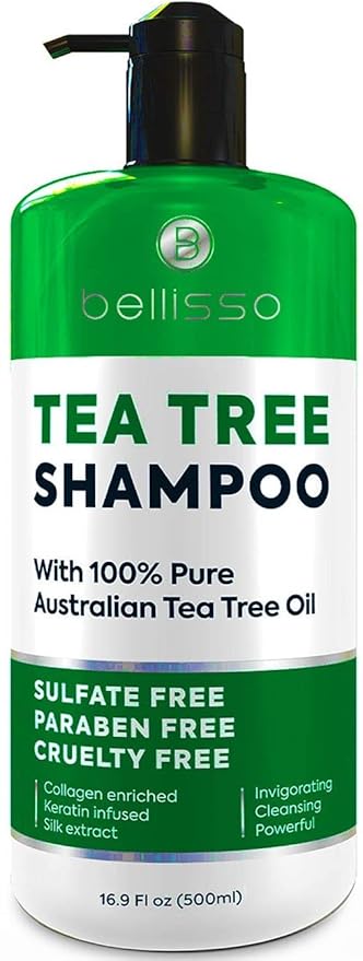Tea Tree Oil Shampoo - Sulfate and Paraben Free with Collagen Keratin - Ideal for Women and Men with Oily Hair and Scalp Buildup - Anti Dandruff Treatment for Itchy, Dry Scalps โ Salon Grade Products