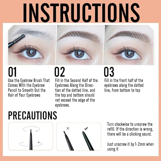 3 Pcs Gray Eyebrow Pencils for Women,with Spoolie Brush,Eyebrow Pencil Soft Textured,Waterproof Sweat-proof for Fills in Sparse Areas and Gaps Create a Natural Eye Brow,Vegan & Cruelty-Free