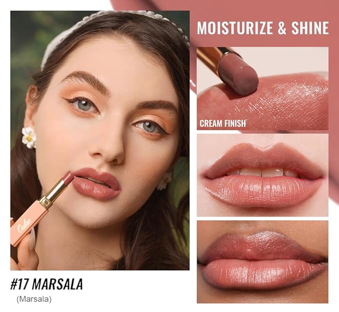 Oulac Moisturizing Shine Lipstick For Women Christmas Set 3PCS, 2 in 1 Tinted Lip Balm for Winter, Hydrated Juicy and Glossy Lip Color for Dry, Cracked and Chapped Lips, Vegan 02+03+17