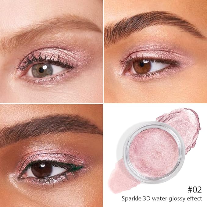 Rose Pink Mousse Shimmer Monochrome Eyeshadow, Neutral Matte Cream Monochrome Eye Shadow Pallette, Long-Lasting Waterproof Blendable sombras para ojos, Mini Eyeshadow(02#, Pack of 1)