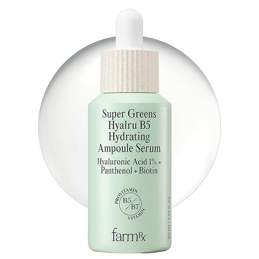 Farm Rx Super Greens Hyalru B5 Hydrating Ampoule Serum (latest version) - Korean Skin Care, Lightweight, All-Day Hydration. Hyaluronic Acid, Panthenol, Vegan (1fl oz)