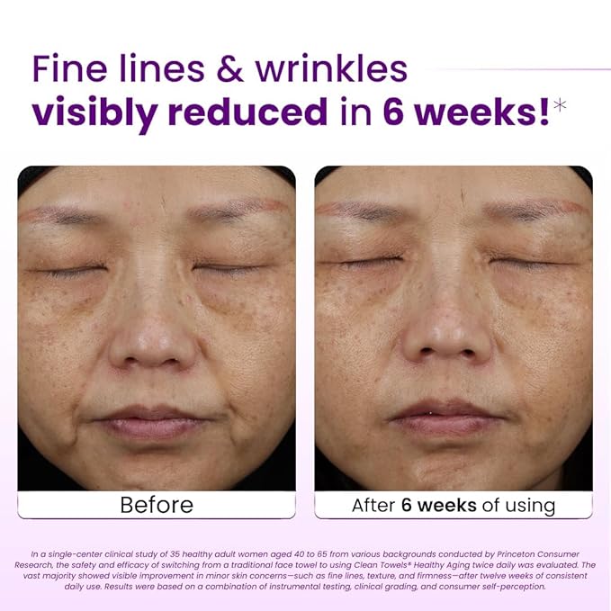 Clean Skin Club Healthy Aging Clean Towels® XL, Smooths Fine Lines Wrinkles & Texture in 6 weeks, Treated for Extra Softness, Disposable Face Towels, Anti Aging Makeup Remover Dry Wipe, 50 count