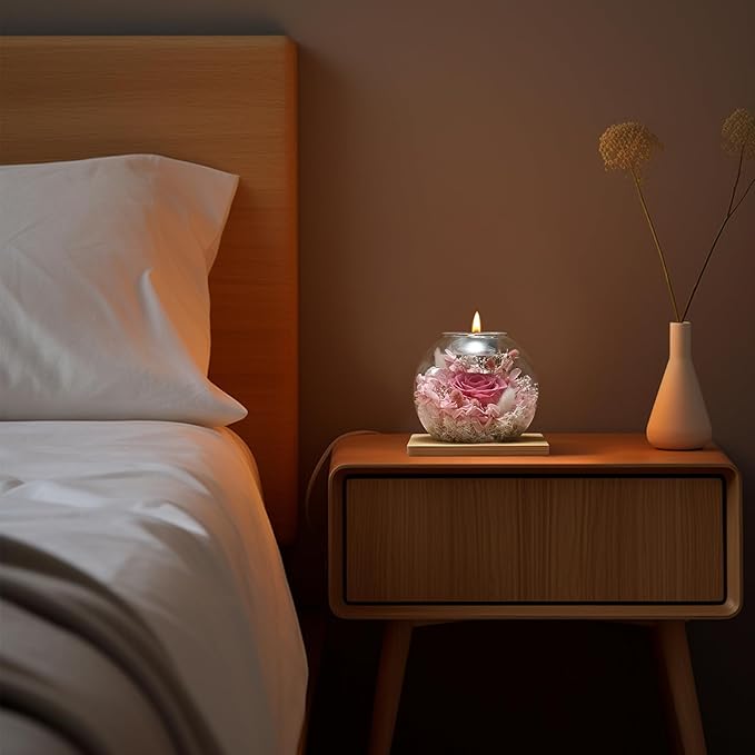 Birthday Gifts for Women,Eternal Preserved Real Rose with Scented Candle (Bergamot9Pcs+Rose9Pcs),Preserved Rose in Glass Dome, Christmas Valentine Mothers Day Gifts for Her Mom Girlfriend,Home Decor