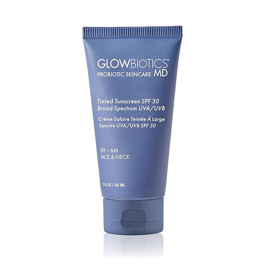 Glowbiotics Tinted Reef-Safe Sunscreen SPF 30: Non-Greasy Daily UVA/UVB Protection | Breathable Mineral Primer with Vitamins, 2 Fl Oz