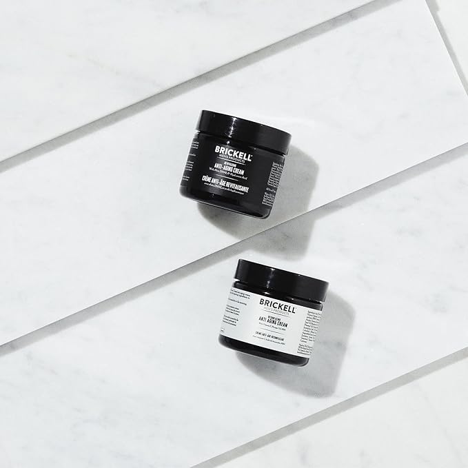 Brickell Men's Day and Night Anti Aging Cream Routine, Natural and Organic, Scented, Skincare Gift Set