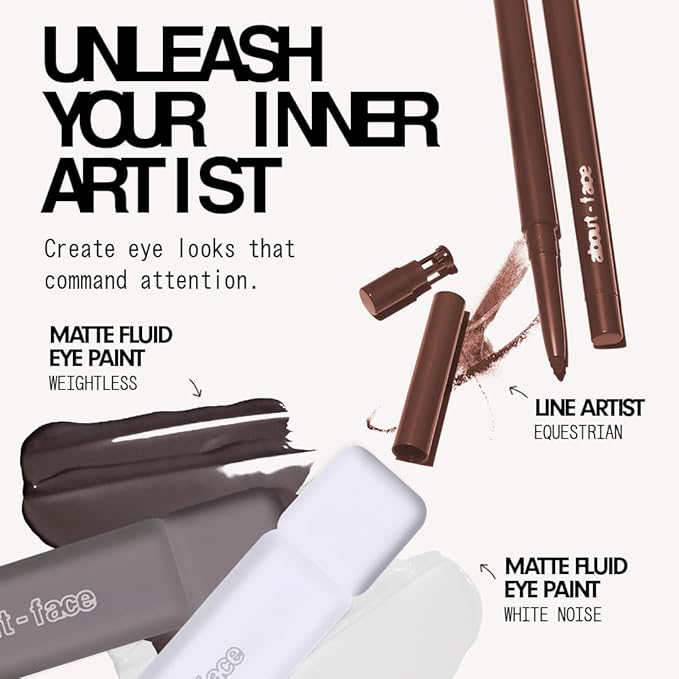 about-face Matte Fluid Eye Paint White Noise – High-Pigment Liquid Eyeshadow, Long-Lasting, No-Budge Matte Finish, Vegan & Cruelty-Free (White)