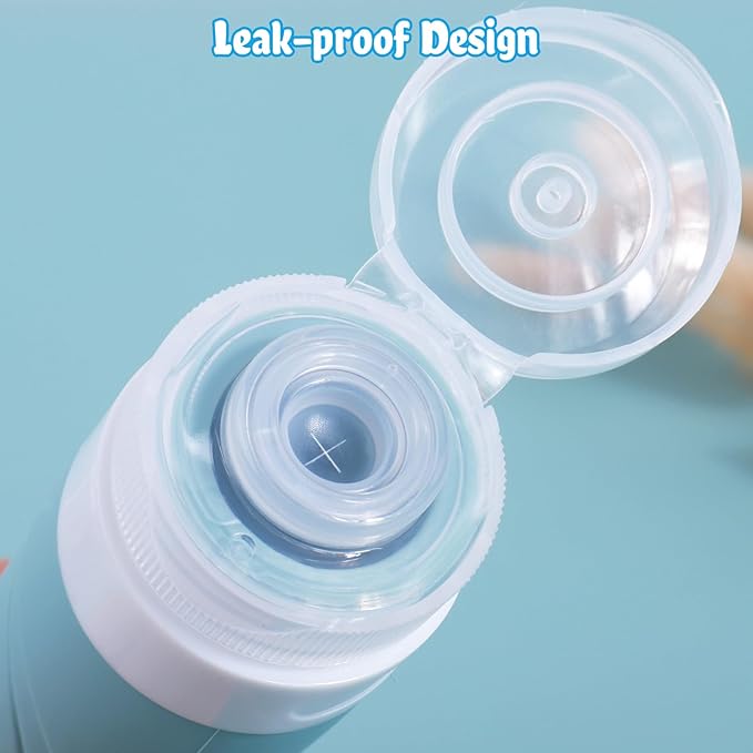 GLAMFIELDS Travel Bottles for Toiletries, TSA Approved 3oz Size Leak Proof Silicone Containers for Shampoo, Conditioner,Easy to Squeeze and Portable, Essentials for Traveling (4 Pack) Grey