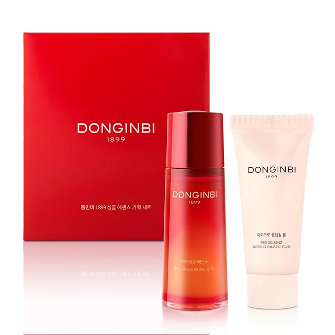 DONGINBI 1899 Single Essence EX 70ml & Cleansing Foam 50ml Special Set - Anti-Aging face essence with Korean Red Ginseng for Radiance and Repair