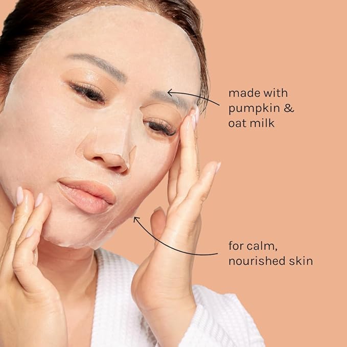ESW Beauty Pumpkin Spice Oat Milk – Calming Plant-Based Milk Face Mask (6-Pack) – Pumpkin Extract for Dry, Sensitive Skin – Soothes, Reduces Oil & Fights Breakouts