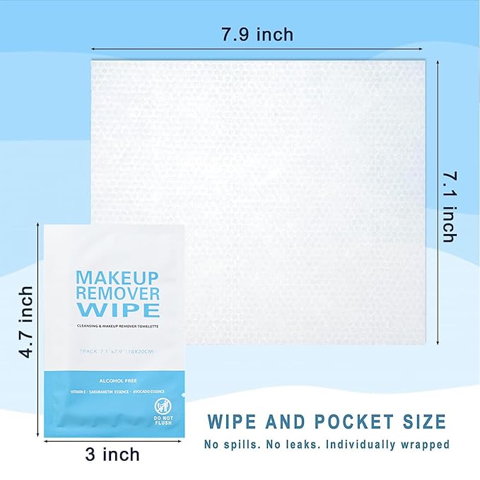500 Pack Individual Makeup Remover Wipes, Makeup Remover Wipes Individually Wrapped Makeup Wipes Bulk Face Cleansing Wipes, Travel Makeup Remover Cloth for Hotel Skin Care Face Cleansing