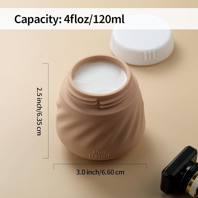 Gemice 4 OZ Travel Size Containers for Toiletries, 4-Pack Leak-Proof Silicone Slime Jars with Lids, BPA Free Small Round Cosmetic Slime Container for Lotion, Cream, Ointments, Travel Essentials