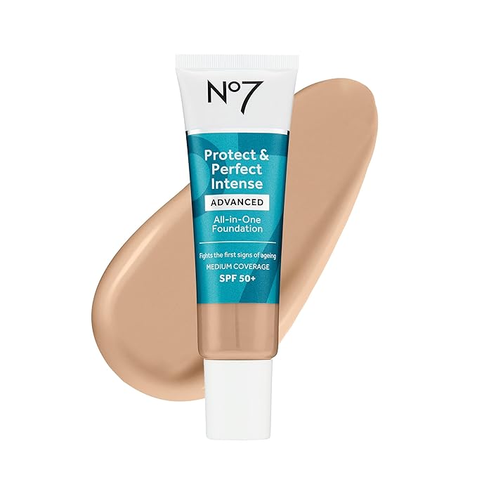 No7 Protect & Perfect Advanced All in One Foundation - Warm Ivory - Age Defying Foundation Makeup with SPF 50 - Makeup Base Cream Helps to Reduces Redness & Blurs Visible Pores (30ml)