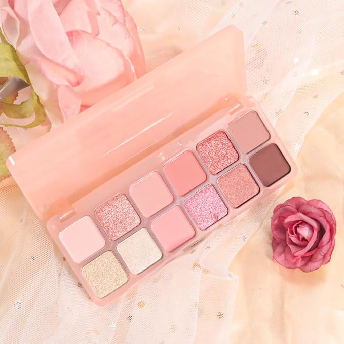 AMY'S DIARY 12Color Matte Shimmer Light Pink Eyeshadow Palette, Long-Lasting, and Highly Pigmented Eye Shadow. Elevate Your Eye Makeup– Unleash Your Unique Style