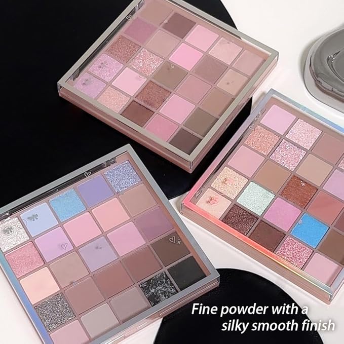 Eyeshadow Palette, 25 - Shades Matte & Shimmer Finishes, Glitter Pigment Eye Makeup, Blendable Powder Cream, Rich Color Selection, Cruelty Free, Professional-01#