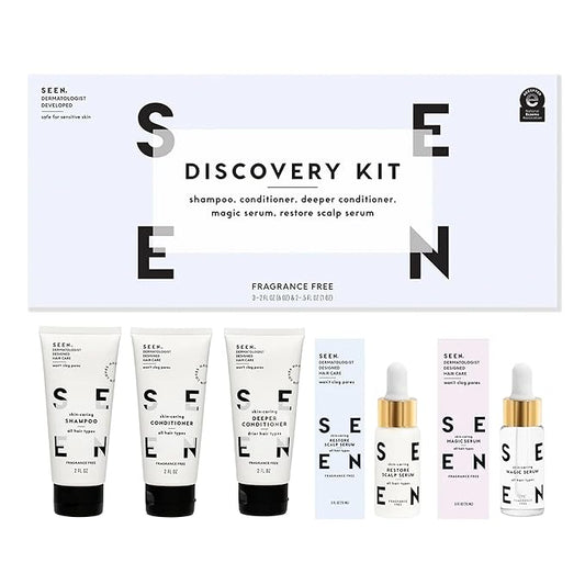 SEEN Discovery Kit - Scented- Non-Comedogenic & Sulfate-Free Hair Set- Dermatologist-Developed - Safe for Sensitive & Acne Prone Skin