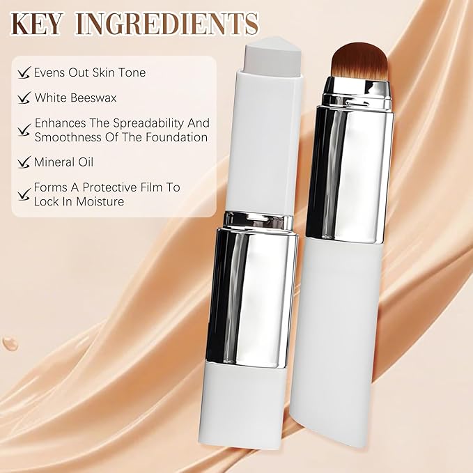 Blanc Cover Cream Stick, Color Changing Brightening Makeup Base, Hydrating Concealer, White Foundation for Flawless Look (Dark Skin)