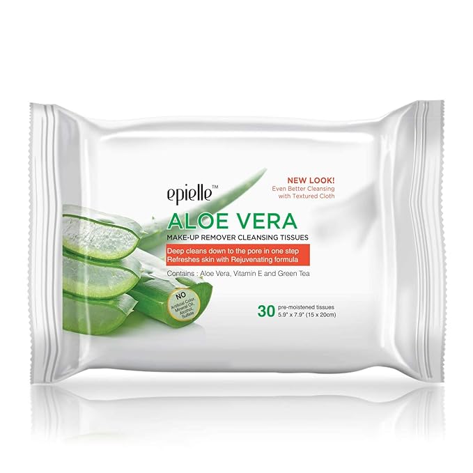 Epielle Gentle Skin Cleansing Wipes, 6 pack of 30 count each of Vitamin C, Cucumber, Aloe Vera, Collagen&Vitamin E, Green Tea, and Argan, Alcohol-Free, Hypoallergenic, Natural Extracts, Oily Skin.