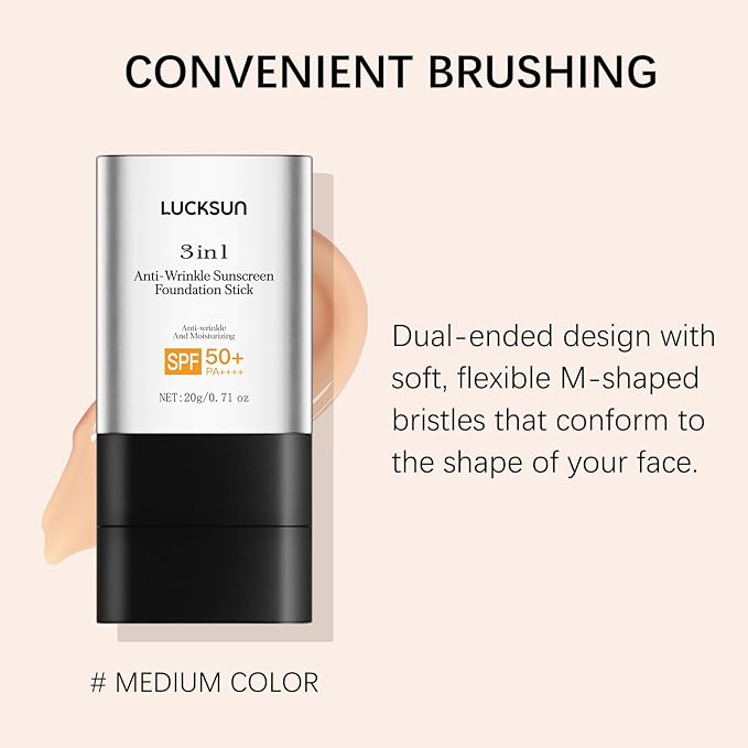 3-in-1 Anti-wrinkle Long-Lasting Hydrating Foundation Stick, Concealer, Multi-Use Coverage Cream, Natural Matte Finish for All Skin Types (Medium)