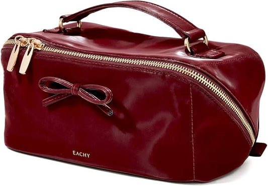 EACHY Travel Makeup Bag,Large Capacity Cosmetic Bags for Women,Waterproof Portable Pouch Open Flat Toiletry Bag Pattern Makeup Bag