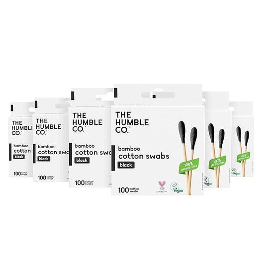 The Humble Co. Bamboo Cotton Swabs (600 count) - Cotton Swabs and Cotton Buds for Ears, Makeup, Pet Care and Cleaning (Black)
