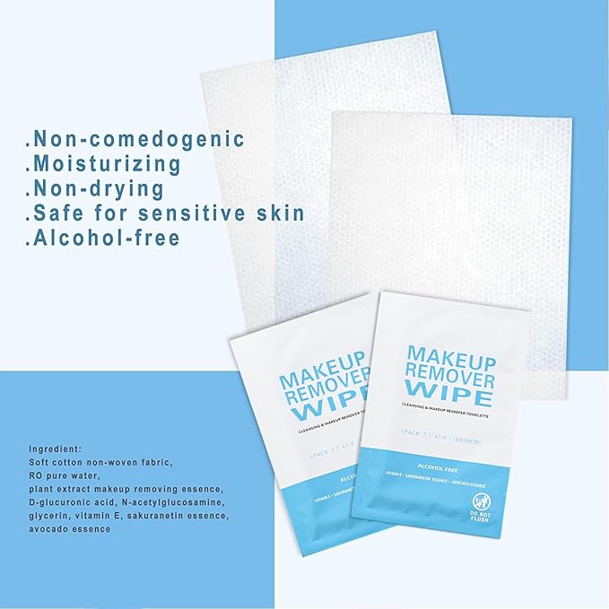 500 Pack Individual Makeup Remover Wipes, Makeup Remover Wipes Individually Wrapped Makeup Wipes Bulk Face Cleansing Wipes, Travel Makeup Remover Cloth for Hotel Skin Care Face Cleansing
