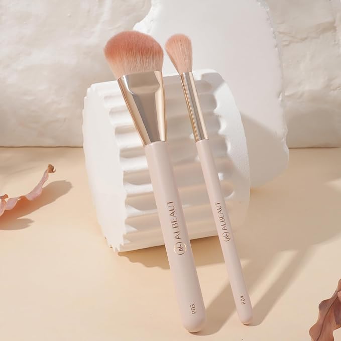 Face Brush for Blush, Bronzer, and Contour Highlighter Makeup Brush Set for Flawless Face Makeup Application - Vegan & Cruelty-Free (Face Brush + Blender)