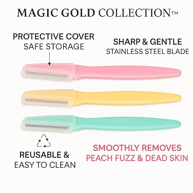 Dermaplane Razor for Women Face – Eyebrow Razor & Facial Hair Remover with Protective Cover – Reusable Dermaplane Facial Razor for Smooth, Flawless Skin