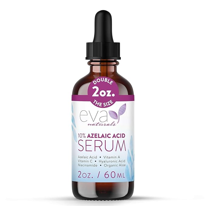 Eva Naturals Azelaic Acid Serum for Face – Niacinamide, Hyaluronic Acid, Vitamins A+C+E – Redness Relief, Dark Spots, Uneven Skin Tone, Texture, Pores, Topical Booster for Clearer, Smoother Skin, 2oz