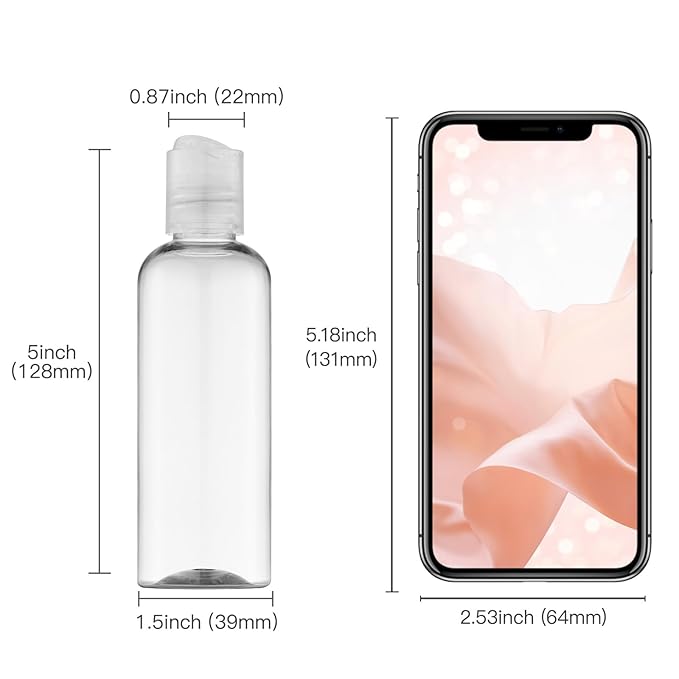 Travel Bottles for Toiletries 3.4 oz - Travel Size Containers for Shampoo Plastic - Small Empty Lotion Squeeze Bottle for Liquid TSA Approved - Leak Proof Mini Conditioner Refillable Clear 100ml