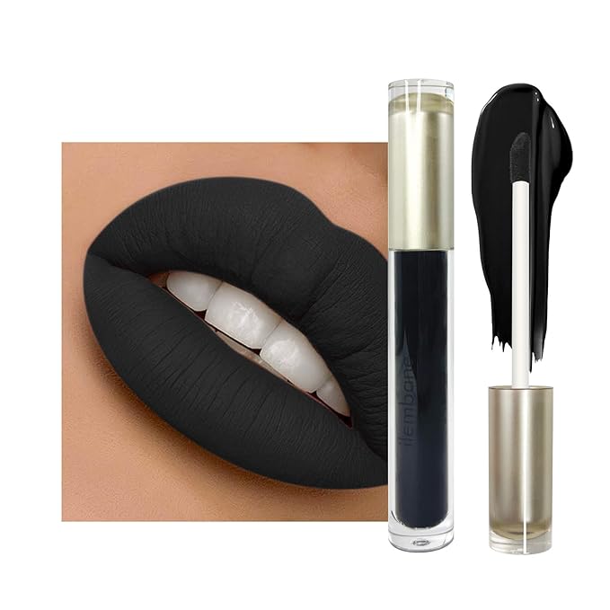 Metallic Black Liquid Lipstick - Long Lasting, Smudge Proof, Transfer Resistant Lip Color, Waterproof, Non-Transfer Formula (Mystical Moment)