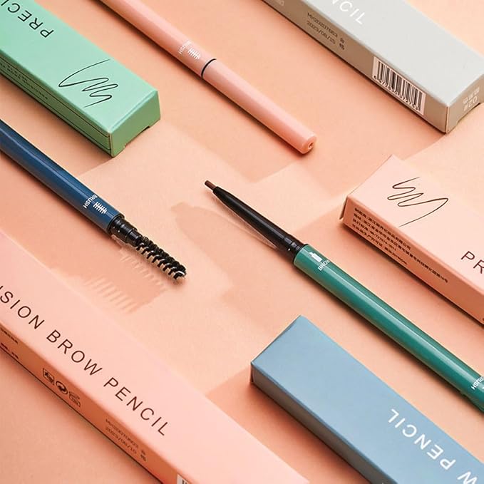 3 Pcs Dark Brown Eyebrow Pencils for Women,with Spoolie Brush,Eyebrow Pencil Soft Textured,Waterproof Sweat-proof for Fills in Sparse Areas and Gaps Create a Natural Eye Brow,Vegan & Cruelty-Free