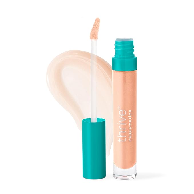 Thrive Causemetics Sheer Strength Lip Plumping Peptide Gloss, Lip Plumper with Vitamin E, Peptides, Plumps, Smooths & Hydrates Lips, High Shine, Vegan & Cruelty Free, Emily (Clear Shimmer)