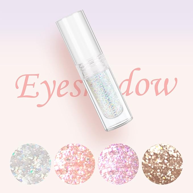 Liquid Glitter Eyeshadow, Pigmented, Long Lasting, Quick Drying, Easy to Apply, Loose Glitter Glue for Eye Crystals Makeup (Transparent Flashing Colorful Sequins 01)