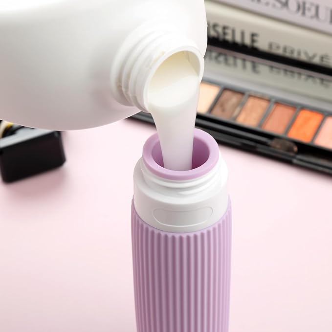 Travel Bottles for Toiletries, Tsa Approved 3oz Portable Travel Bottles, BPA Free Leak Proof Squeezable Silicone Travel Size Containers, Travel Accessories with Clear Toiletry Bag (4 Pack)