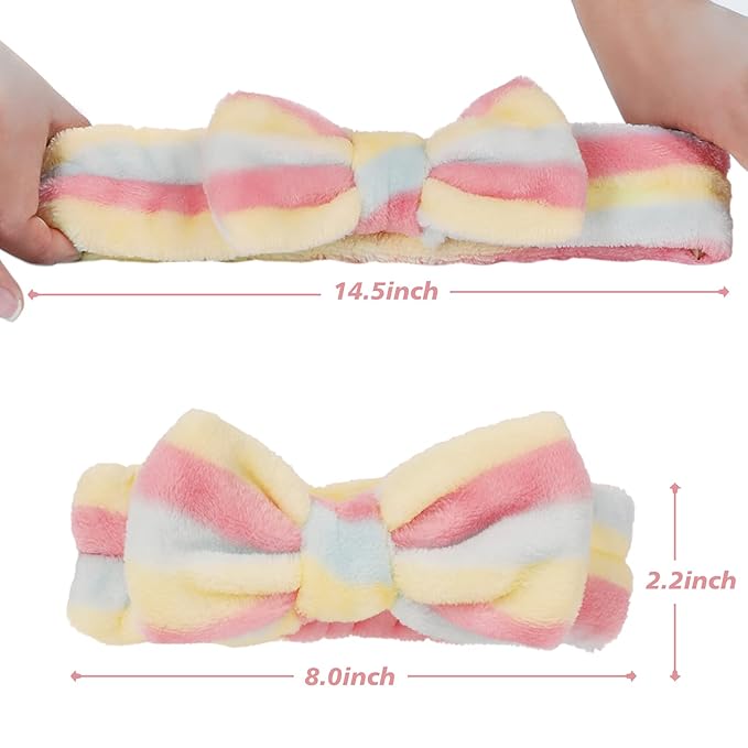 TDHDIKE Spa Headband Bow Facial Makeup Headband(9 Pcs),Soft Headband for Shower Washing Face, Extra Add 5 Gift Bags, Nice Gifts for Women Girls.