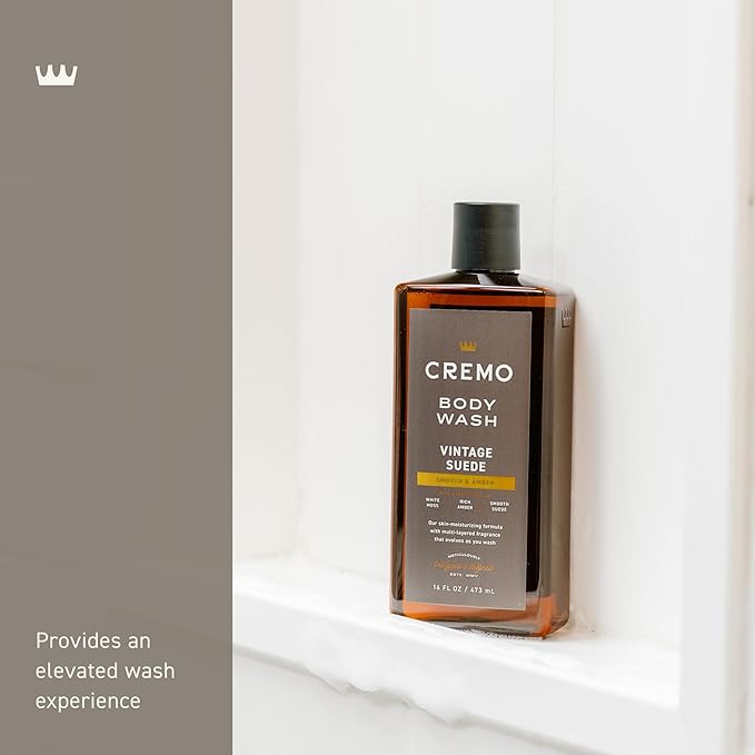 Cremo Body Wash Men, A Vintage Suede with Notes of White Moss and Rich Amber, 16 Fl Oz