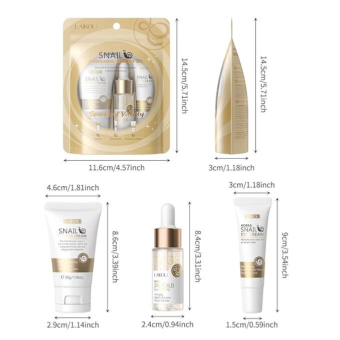 Korean Skin Care, Skin care set, Skin Care Kit Snail and Ginseng with Eye Cream, Serum, Essence Cream 3pcs for Women Teen Girls Mom Daughter Mother's Day Birthday