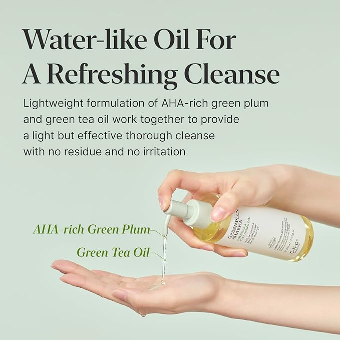 CKD Green Plum AHA·BHA Pore Zero Face Cleansing Oil -Gentle Korean Cleanser, Instant Makeup Removal, Sebum Control, Hydrating & Low-Irritation. No Oily Residue. 7.03 fl oz