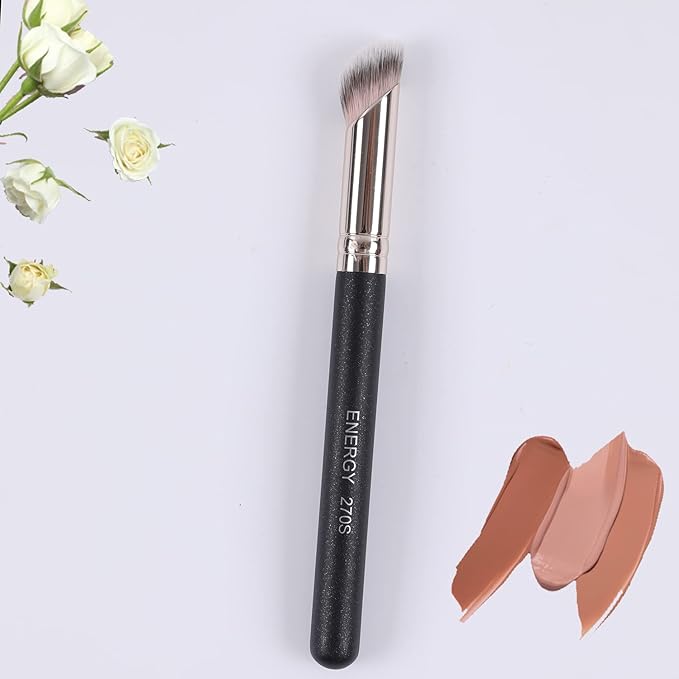 ENERGY Concealer Brush,Angled Eye Makeup Small Foundation Blending Brush for Under Eye, Nose & T-Zone – Soft Synthetic Bristles Contoured for Cream & Liquid Powder Cosmetics 270S