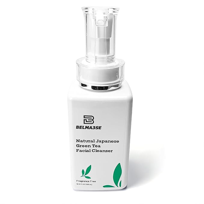 Natural Japanese Green Tea Facial Cleanser – Foaming Face Wash for Sensitive Skin with Aloe Vera, Chamomile & Cucumber | Hydrating Sulfate Free Green Tea Face Wash & Cleanser (10.14 fl oz / 300ml)