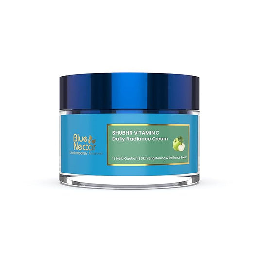 Blue Nectar Plant Based Vitamin C Face Cream for with Natural Green Apple & Almond Oil | Deep Hydration & Nourishing Face Moisturizer for Women (13 Herbs, 1.7 Oz)