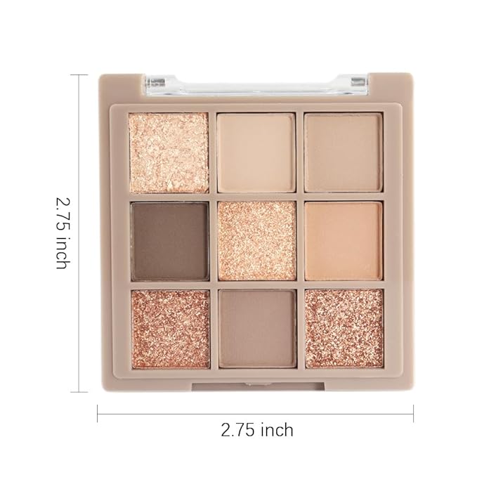 Eye Shadow Palette Makeup,9 Colors Gold Matte Shimmer Vegan Eyeshadow,Long Lasting Waterproof Naturing-Looking make up pallets for women,eyeshadow palette for brown blue eyes