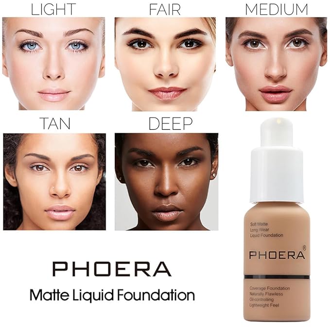 2 Pack PHOERA Foundation Makeup For Older Women,Flawless Soft Matte Liquid Foundation 24 HR Oil Control Concealer Foundation Makeup,Full Coverage Foundation for Women and Girls (104 Buff Beige)