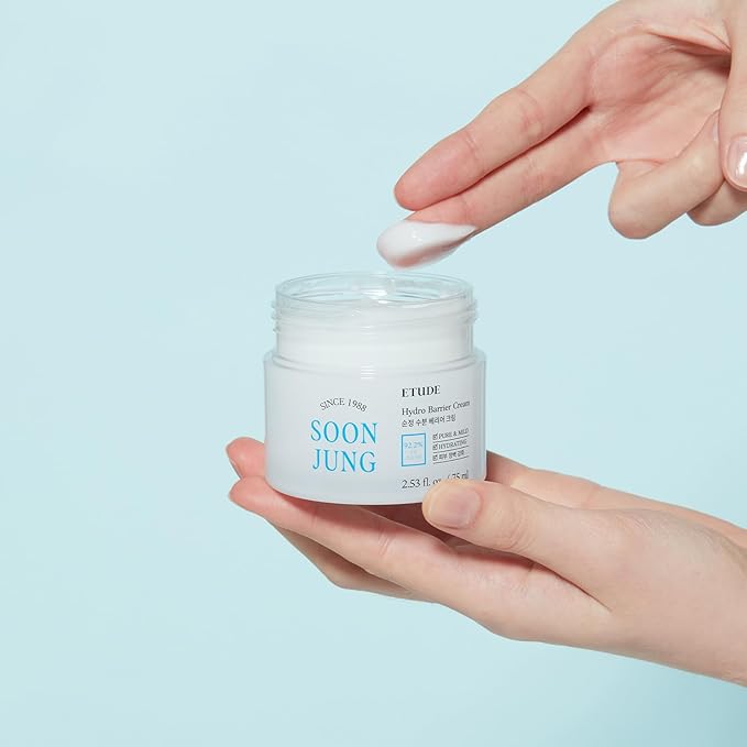 ETUDE SoonJung Hydro Barrier Cream, Face Moisturizer for Sensitive Skin, 92.2% Hydrating Ingredients, Low pH Level 5.5, Dermatologically Tested, Panthenol, Madecassoside, Korean Skin Care (2.54 Fl Oz)