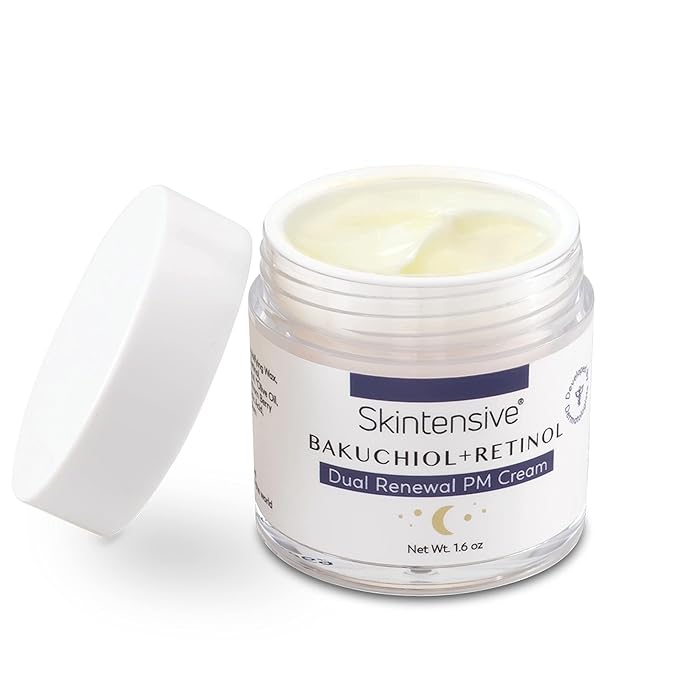 SKINTENSIVE Retinol & Bakuchiol Cream - Dual Renewal Night Cream with Coconut Oil - Moisturizing PM Cream for Sensitive Skin