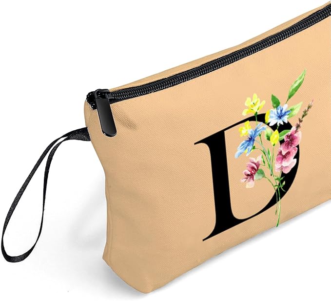 Women Birthday Maid of Honor Monogrammed Gifts for Bride Bridesmaid Sister Friend Her Teacher Makeup Cosmetic Bag with Mirror Mothers Day Christmas Graduation D