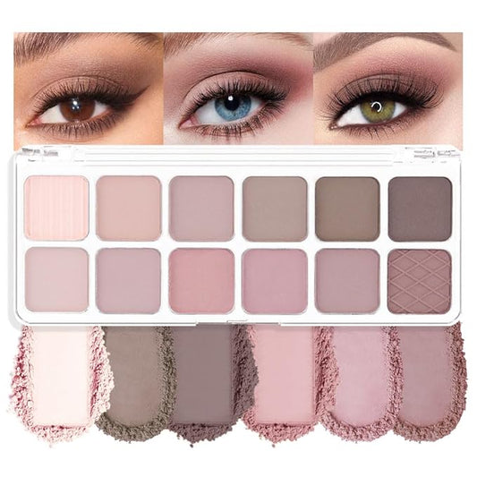 AMY'S DIARY 12Color Light Pink Purple Eyeshadow Palette, Long-Lasting, and Highly Pigmented. Elevate Your Eye Makeupโ Unleash Your Unique Style (08#)